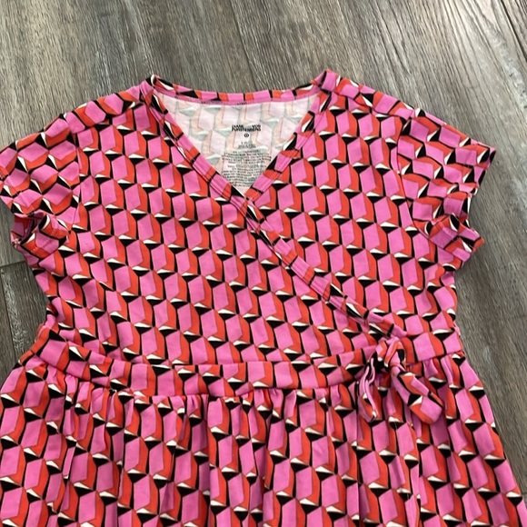 DVF for Target Kids Short Sleeve Pink Modern Geo faux wrap dress size 6/7 - Picture 8 of 11